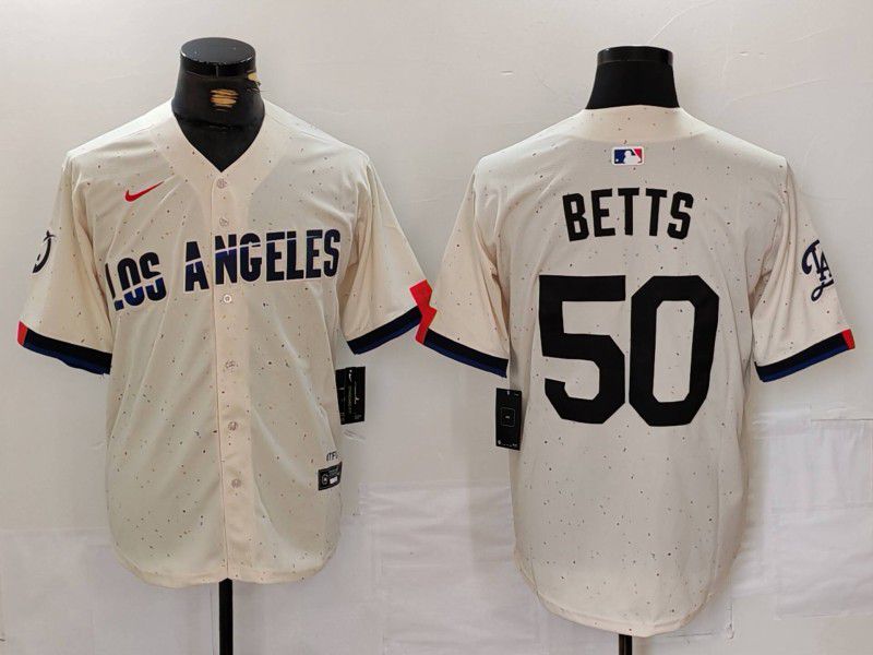 Men Los Angeles Dodgers #50 Betts Cream Fashion Nike Game MLB Jersey style 701->los angeles dodgers->MLB Jersey